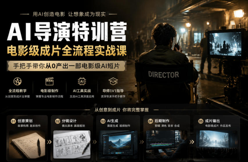 AI导演特训营，电影级成片全流程实战课，手把手带你从0产出一部电影级AI短片-baizmi