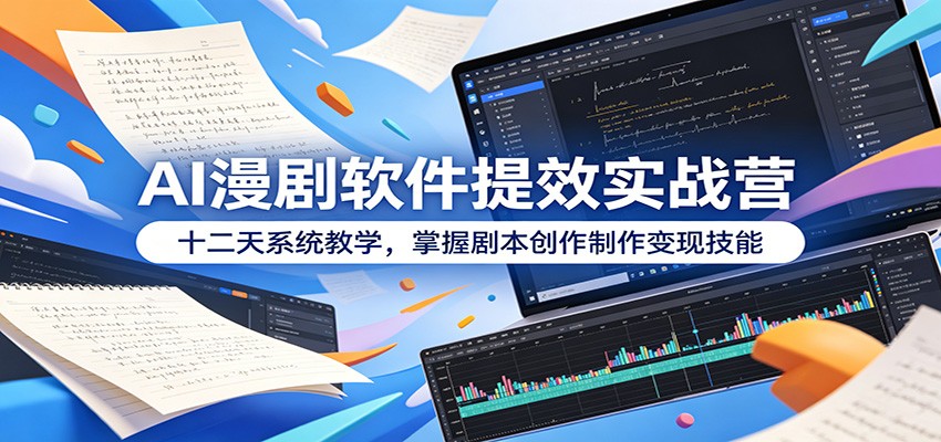 AI漫剧软件提效实战营：十二天系统教学，掌握剧本创作制作变现技能-baizmi