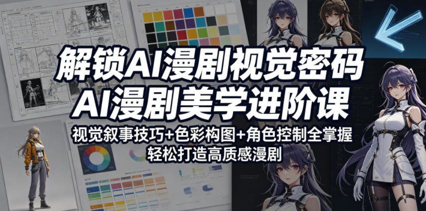 解锁AI漫剧视觉密码，AI漫剧美学进阶课，视觉叙事技巧+色彩构图+角色控制全掌握，轻松打造高质感漫剧(更新)-baizmi