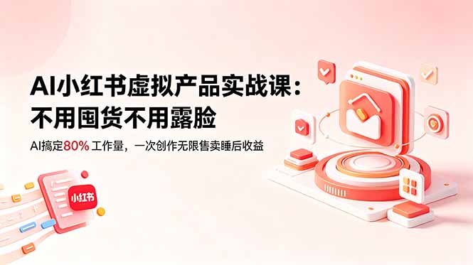 AI小红书虚拟产品实战课-更新：不用囤货不用露脸，AI搞定80%工作量，一次创作无限售卖睡后收益-baizmi