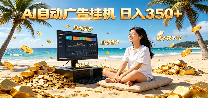 AI自动广告挂机 日入350+ 真正做到躺赚式变现，根本花不完！-baizmi