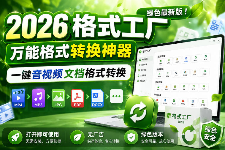 2026格式工厂绿色最新版！万能格式转换神器，一键音视频文档格式转换，打开即可使用，无广告绿色版本-baizmi