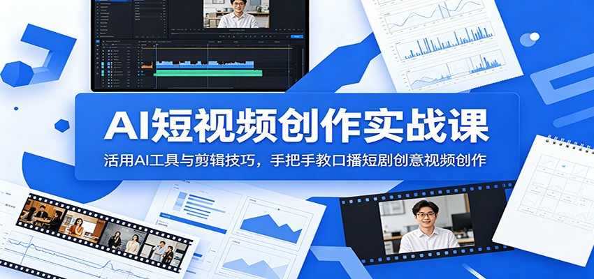 AI短视频创作实战课：活用AI工具与剪辑技巧，手把手教口播短剧创意视频创作-baizmi