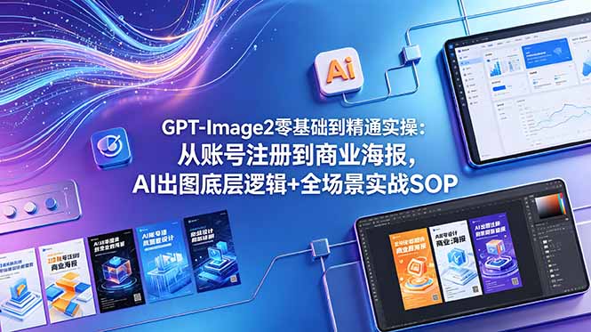 GPT-Image2零基础到精通实操：从账号注册到商业海报，AI出图底层逻辑+全场景实战SOP-baizmi