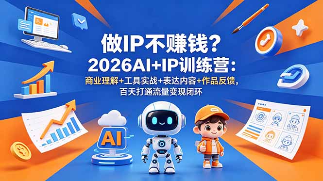 做IP不赚钱？2026AI+IP训练营：商业理解+工具实战+表达内容+作品反馈，百天打通流量变现闭环-baizmi