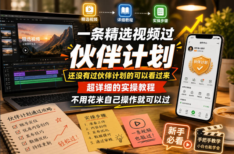 一条精选视频过伙伴计划，还没有过伙伴计划的可以看过来，超详细的实操教程，不用花米自己操作就可以过-baizmi