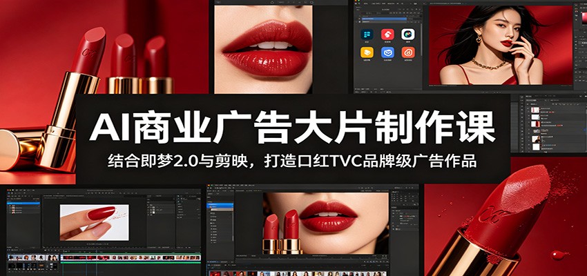 AI商业广告大片制作课：结合即梦2.0与剪映，打造口红TVC品牌级广告作品-baizmi