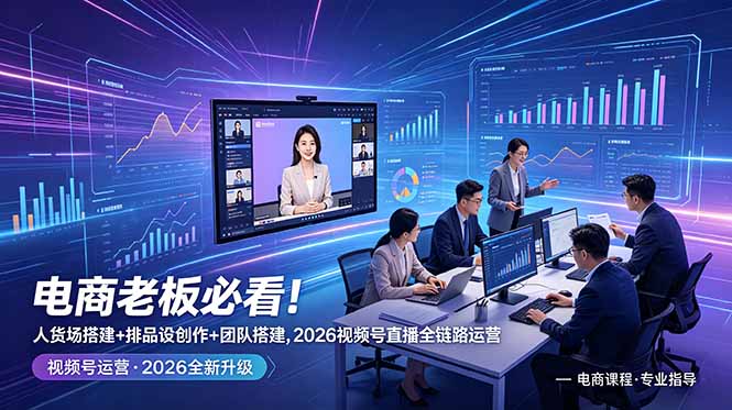 电商老板必看！人货场搭建+排品设计+素材创作+团队搭建，2026视频号直播全链路运营-baizmi