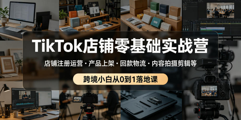 TikTok店铺零基础实战营，店铺注册运营・产品上架・回款物流・内容拍摄剪辑等 ，跨境小白从0到1落地课-baizmi