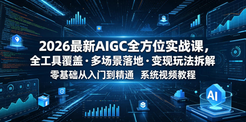 2026最新AIGC全方位实战课，全工具覆盖・多场景落地・变现玩法拆解，零基础从入门到精通系统视频教程-baizmi