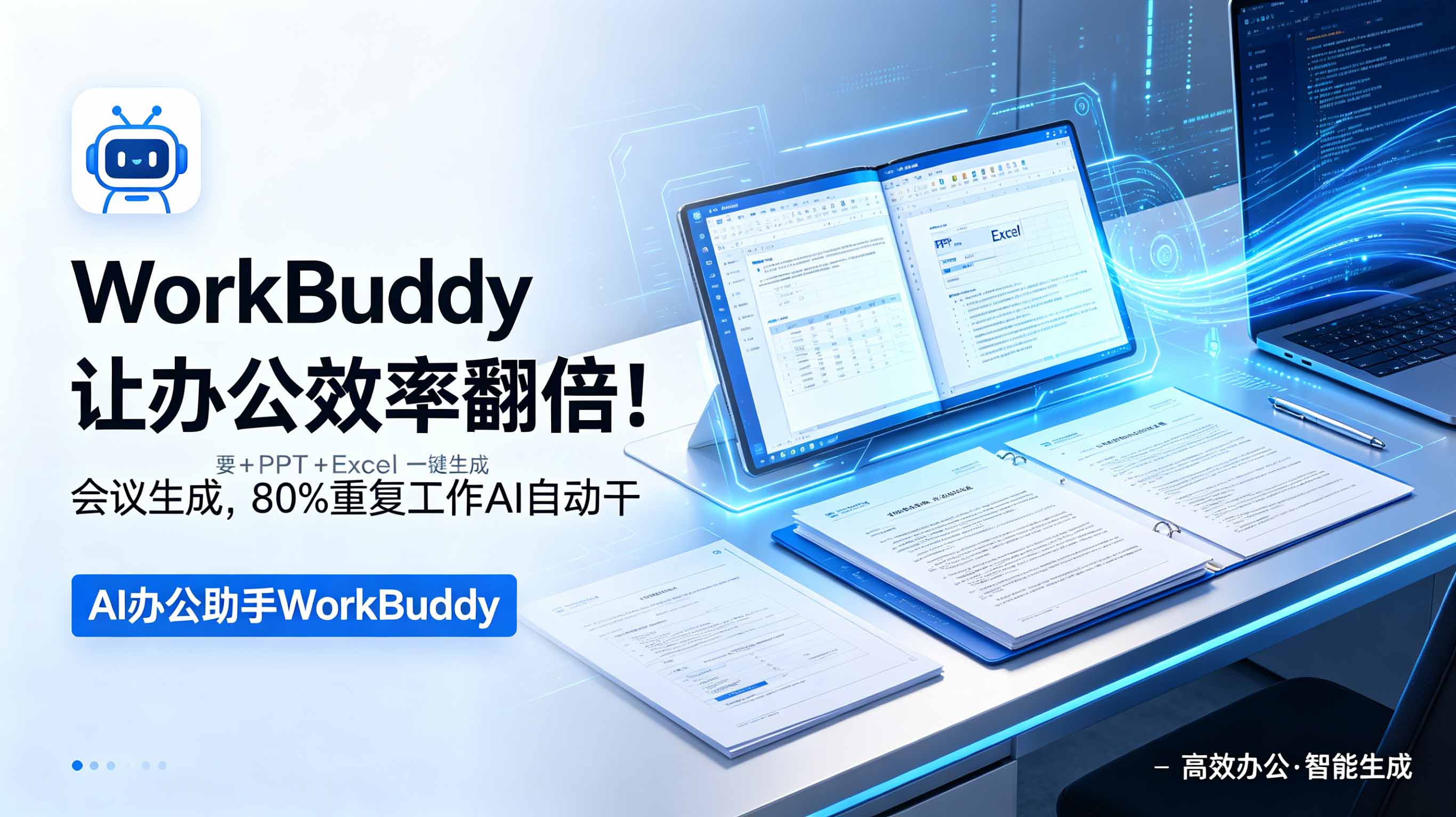 WorkBuddy让办公效率翻倍！会议纪要+PPT+Excel一键生成，80%重复工作AI自动干-baizmi