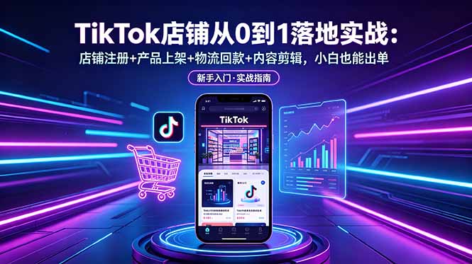 TikTok店铺从0到1落地实战：店铺注册+产品上架+物流回款+内容剪辑，小白也能出单-baizmi