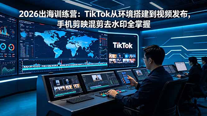 2026出海训练营：TikTok从环境搭建到视频发布，手机剪映混剪去水印全掌握-baizmi