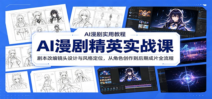 AI漫剧精英实战课：剧本改编镜头设计与风格定位，从角色创作到后期成片全流程-baizmi