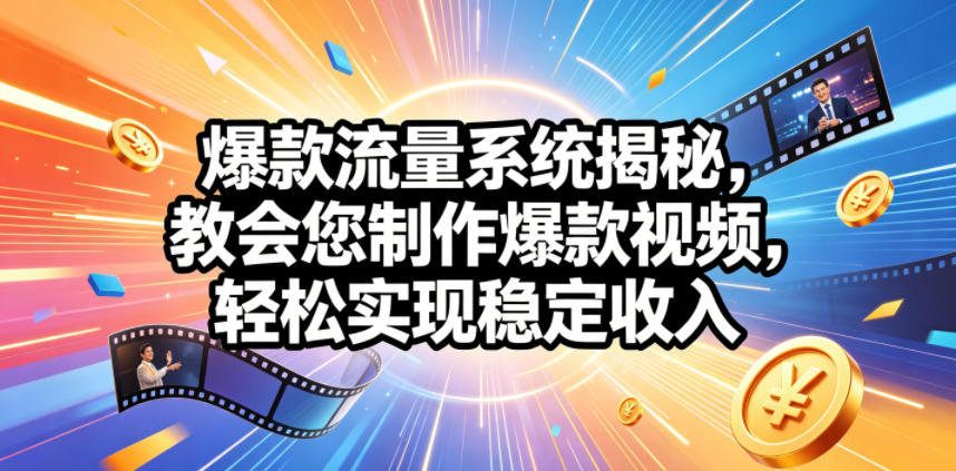 爆款流量系统揭秘，教会您制作爆款视频，轻松实现稳定收入【原创双语字幕】-baizmi
