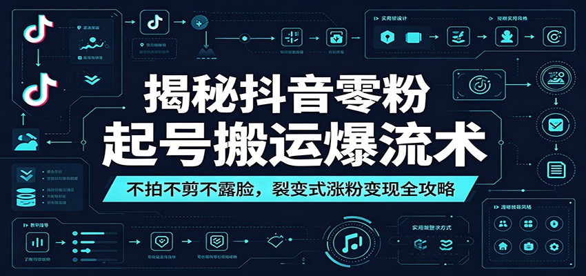 揭秘抖音零粉起号搬运爆流术：不拍不剪不露脸，裂变式涨粉变现全攻略-baizmi