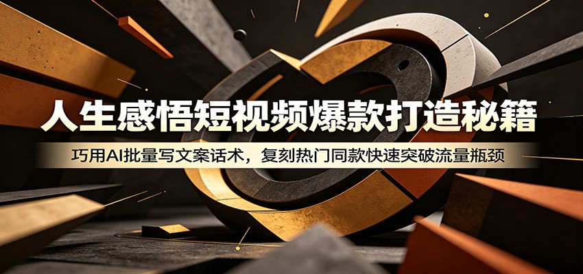 人生感悟短视频爆款打造秘籍：巧用A 批量写文案话术，复刻热门同款快速突破流量瓶颈-baizmi