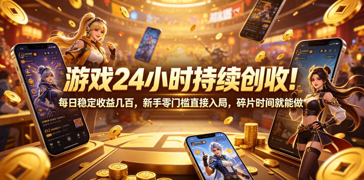 游戏24小时持续创收！每日稳定收益几百，新手零门槛直接入局，碎片时间就能做【揭秘】-baizmi