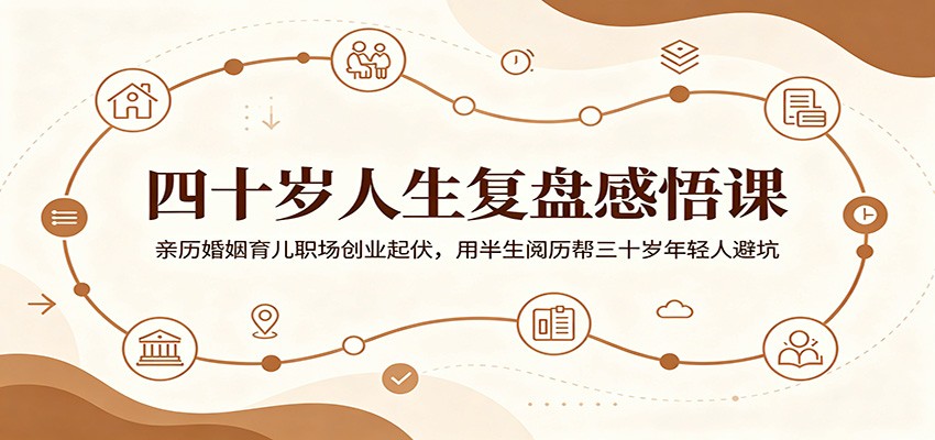 四十岁人生复盘感悟课：亲历婚姻育儿职场创业起伏，用半生阅历帮三十岁年轻人避坑-baizmi