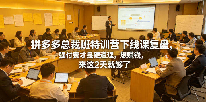 拼多多总裁班特训营下线课复盘，强付费才是硬道理，想賺钱，来这2天就够了-baizmi