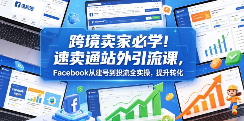 跨境卖家必学！速卖通站外引流课，Facebook从建号到投流全实操，提升转化-baizmi