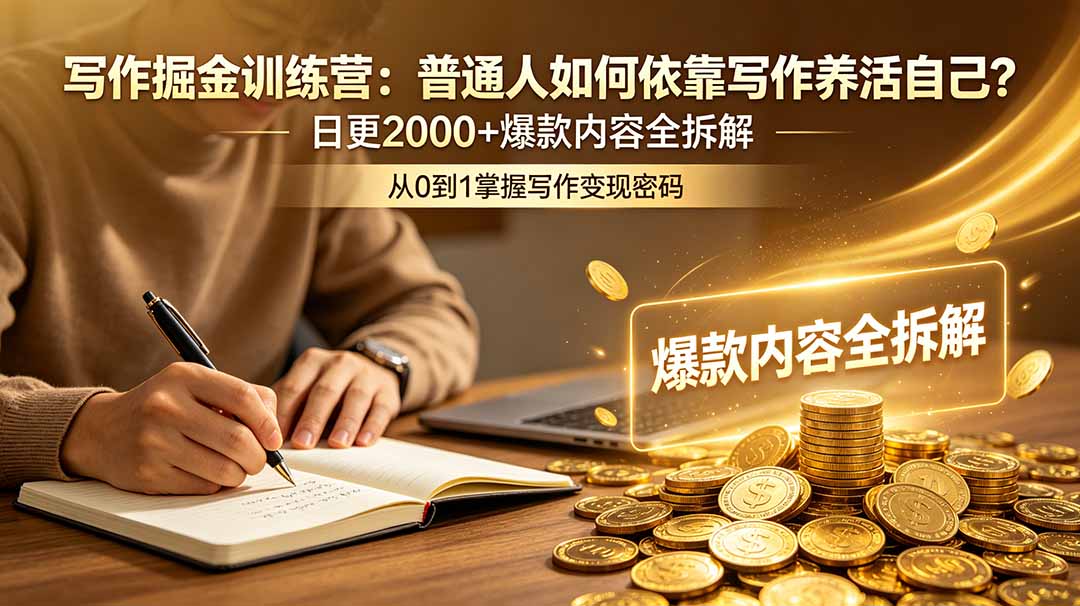 写作掘金训练营：普通人如何依靠写作养活自己？日更2000+爆款内容全拆解-baizmi