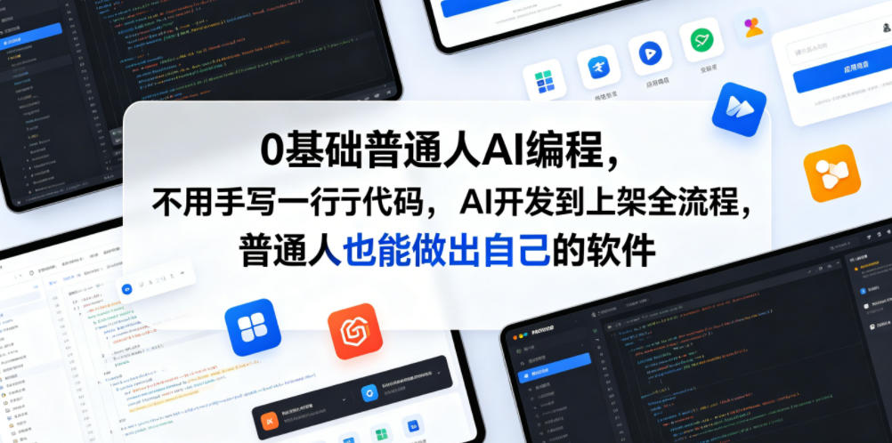 0基础普通人AI编程，不用手写一行代码，AI开发到上架全流程，普通人也能做出自己的软件-baizmi