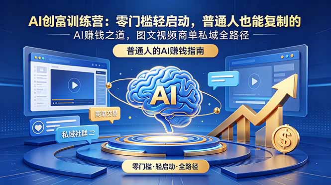 AI创富训练营：零门槛轻启动，普通人也能复制的AI赚钱之道，图文视频商单私域全路径-baizmi