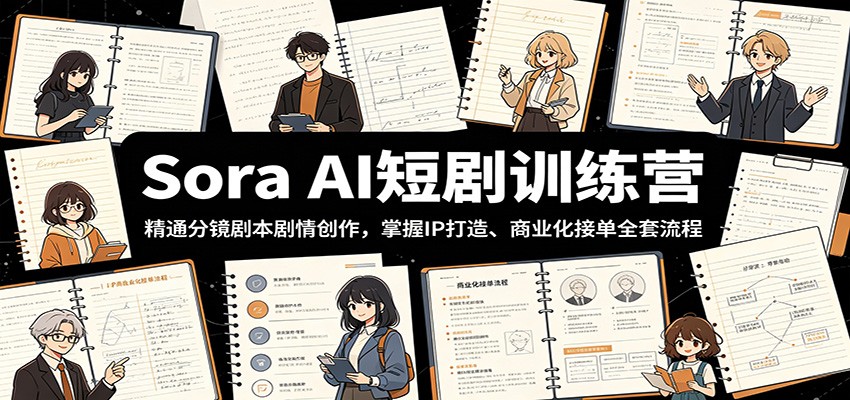 Sora AI短剧训练营：精通分镜剧本剧情创作，掌握IP打造、商业化接单全套流程-baizmi