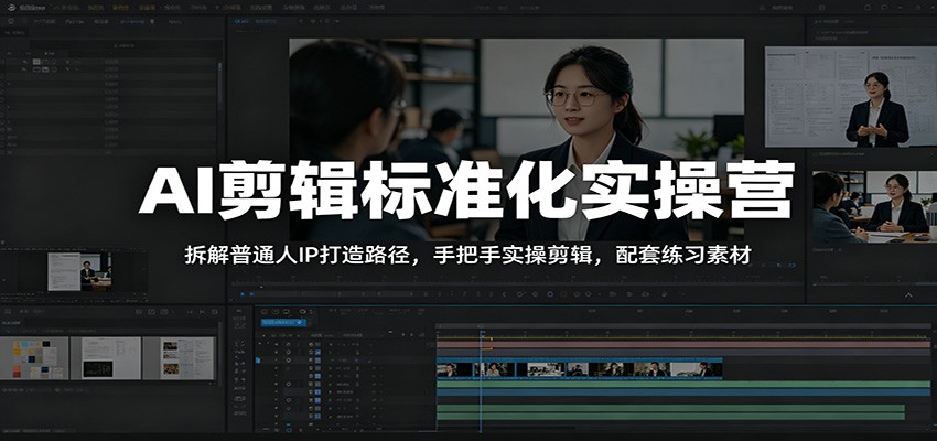 AI剪辑标准化实操营：拆解普通人IP打造路径，手把手实操剪辑，配套练习素材-baizmi