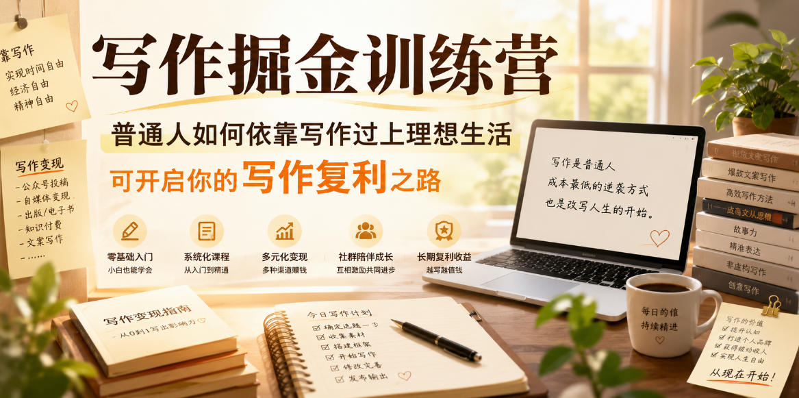 写作掘金训练营，普通人如何依靠写作过上理想生活，可开启你的写作复利之路(更新6月)-baizmi