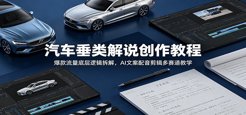 汽车垂类解说创作教程：爆款流量底层逻辑拆解，AI文案配音剪辑多赛道教学-baizmi
