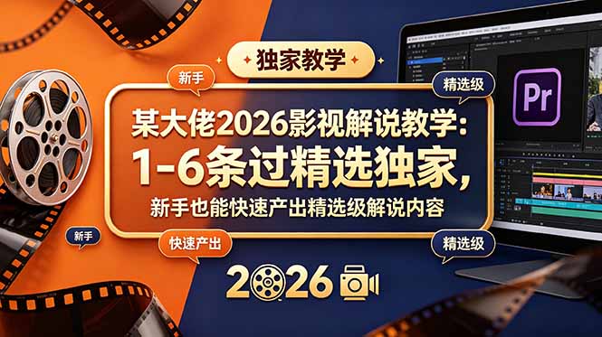 某大佬2026影视解说教学：1-6条过精选独家，新手也能快速产出精选级解说内容-baizmi