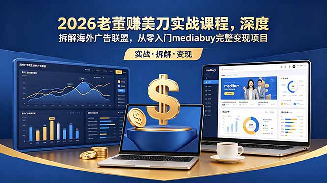 2026老董赚美刀实战课程，深度拆解海外广告联盟，从零入门mediabuy完整变现项目-baizmi