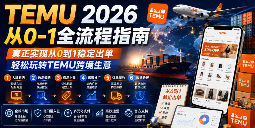 TEMU 2026从0-1全流程指南，真正实现从0到1稳定出单，轻松玩转TEMU跨境生意-baizmi