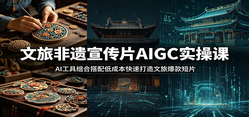 文旅非遗宣传片AIGC实操课：AI工具组合搭配低成本快速打造文旅爆款短片-baizmi