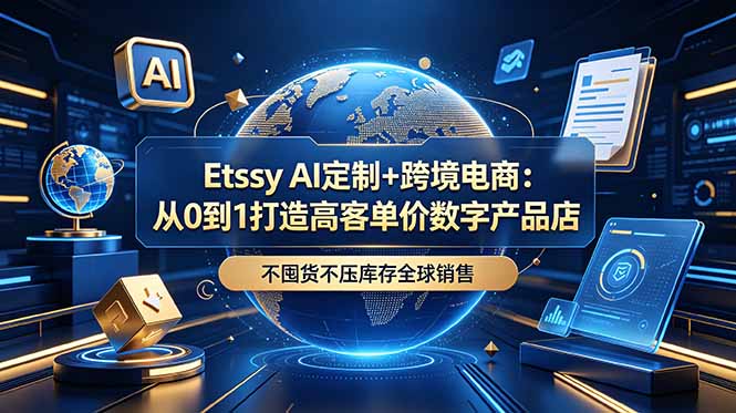 Etsy AI定制+跨境电商：从0到1打造高客单价数字产品店，不囤货不压库存全球销售-baizmi
