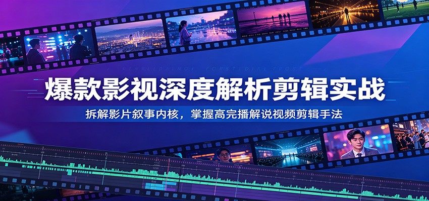 爆款影视深度解析剪辑实战：拆解影片叙事内核，掌握高完播解说视频剪辑手法-baizmi