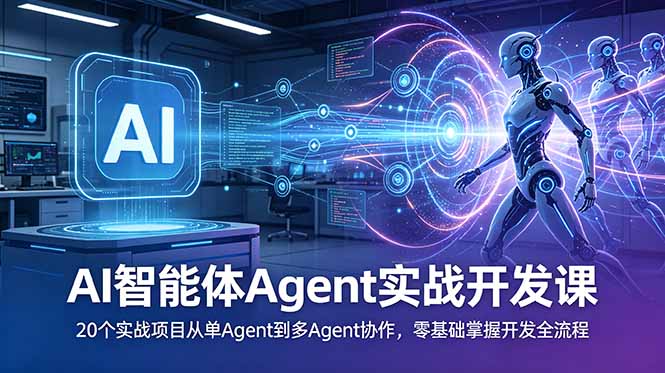 AI智能体Agent实战开发课：20个实战项目从单Agent到多Agent协作，零基础掌握开发全流程-baizmi