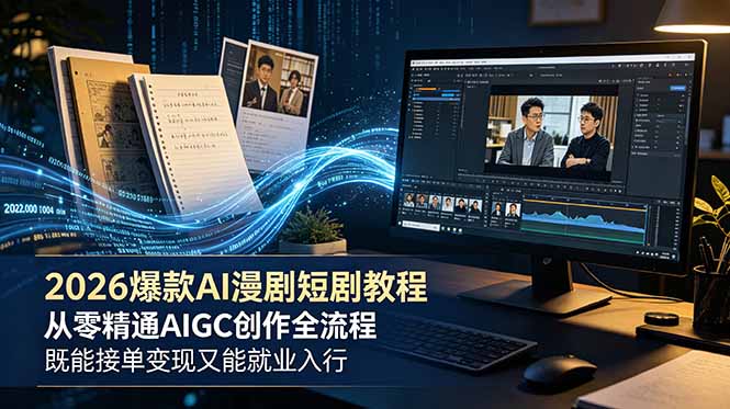 2026 爆款 AI 漫剧短剧教程 从零精通 AIGC 创作全流程 既能接单变现又能就业入行-baizmi