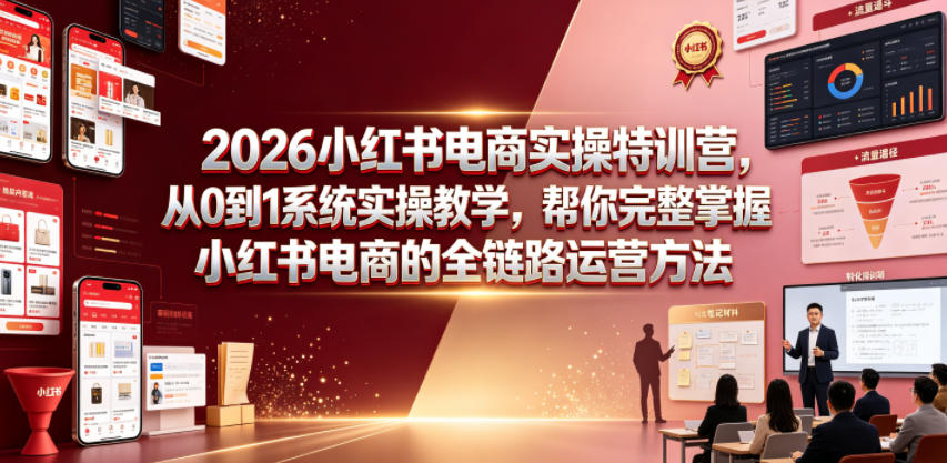 2026小红书电商实操特训营，从0到1系统实操教学，帮你完整掌握小红书电商的全链路运营方法-baizmi
