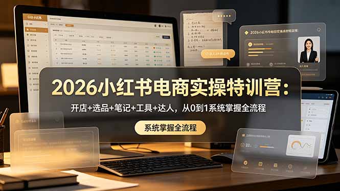 2026小红书电商实操特训营：开店+选品+笔记+工具+达人，从0到1系统掌握全流程-baizmi