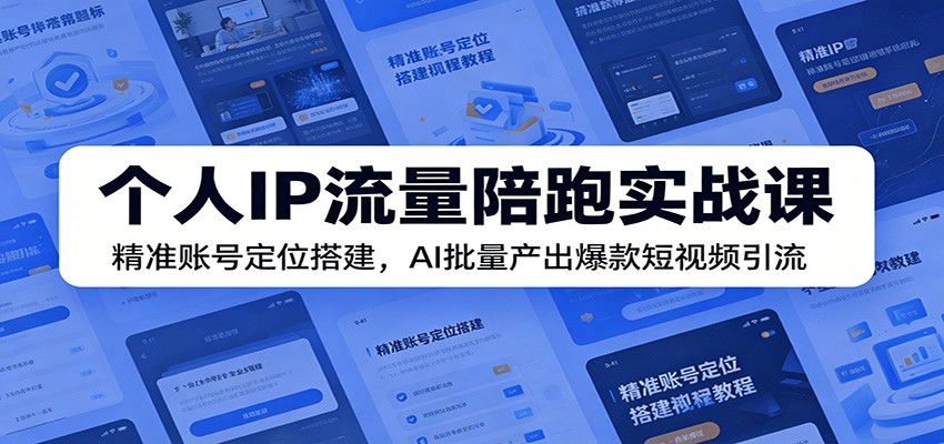 个人IP流量陪跑实战课：精准账号定位搭建，AI批量产出爆款短视频引流-baizmi