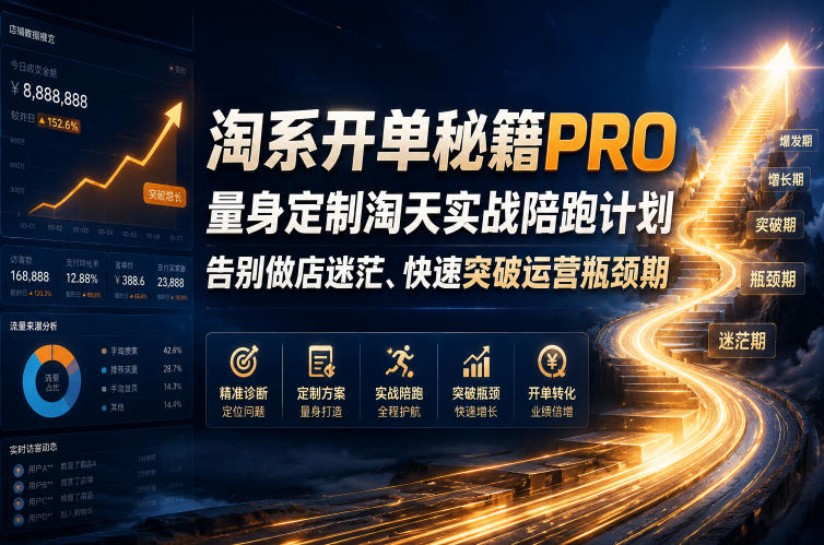 淘系开单秘籍PRO，量身定制淘天实战陪跑计划，告别做店迷茫、快速突破运营瓶颈期(2026年6月22日)-baizmi