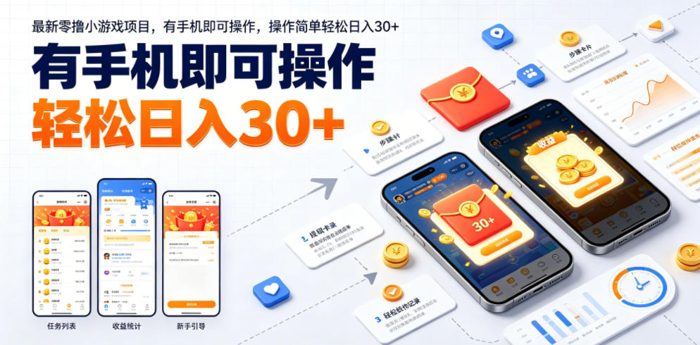 最新零撸小游戏项目，有手机即可操作，操作简单轻松日入30+-baizmi