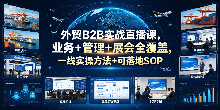 外贸B2B实战直播课，业务+管理+展会全覆盖，一线实操方法+可落地SOP-baizmi