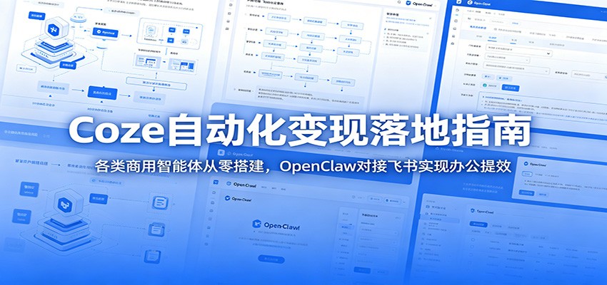 Coze自动化变现落地指南：各类商用智能体从零搭建，OpenClaw对接飞书实现办公提效-baizmi