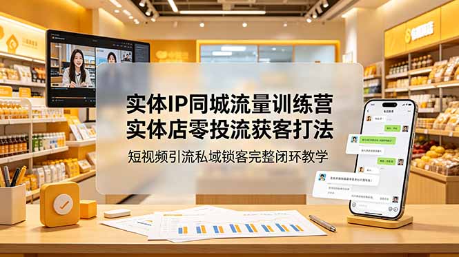 实体IP同城流量训练营：实体店零投流获客打法，短视频引流私域锁客完整闭环教学-baizmi