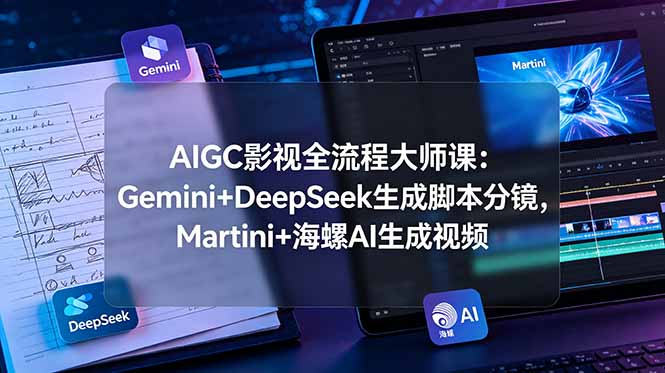 AIGC影视全流程大师课：Gemini+DeepSeek生成脚本分镜，Martini+海螺AI生成视频-baizmi