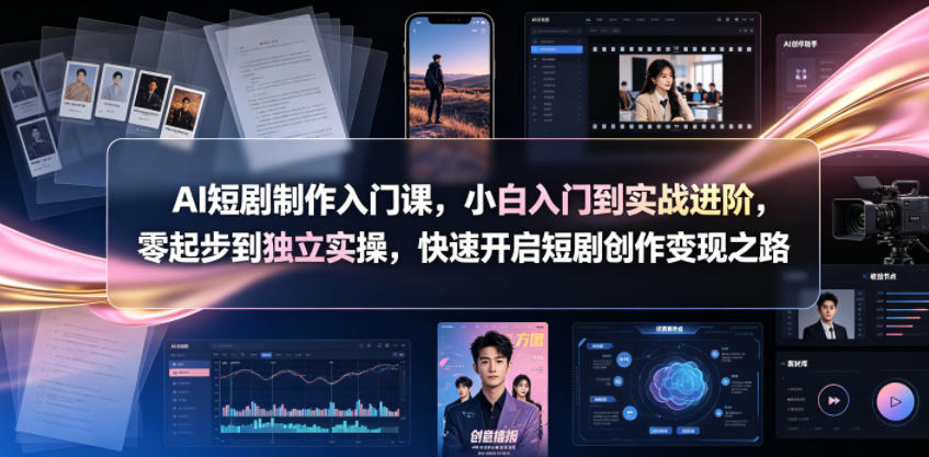 AI短剧制作入门课，小白入门到实战进阶，零起步到独立实操，快速开启短剧创作变现之路-baizmi